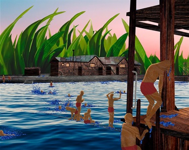 Northbridge Baths at Sunset by Claire Harrison - Image: Swimmers at Northbridge Baths, ca. 1950s.